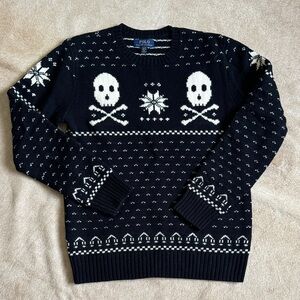 Polo by Ralph Lauren Black and White Skull Crewneck Sweater